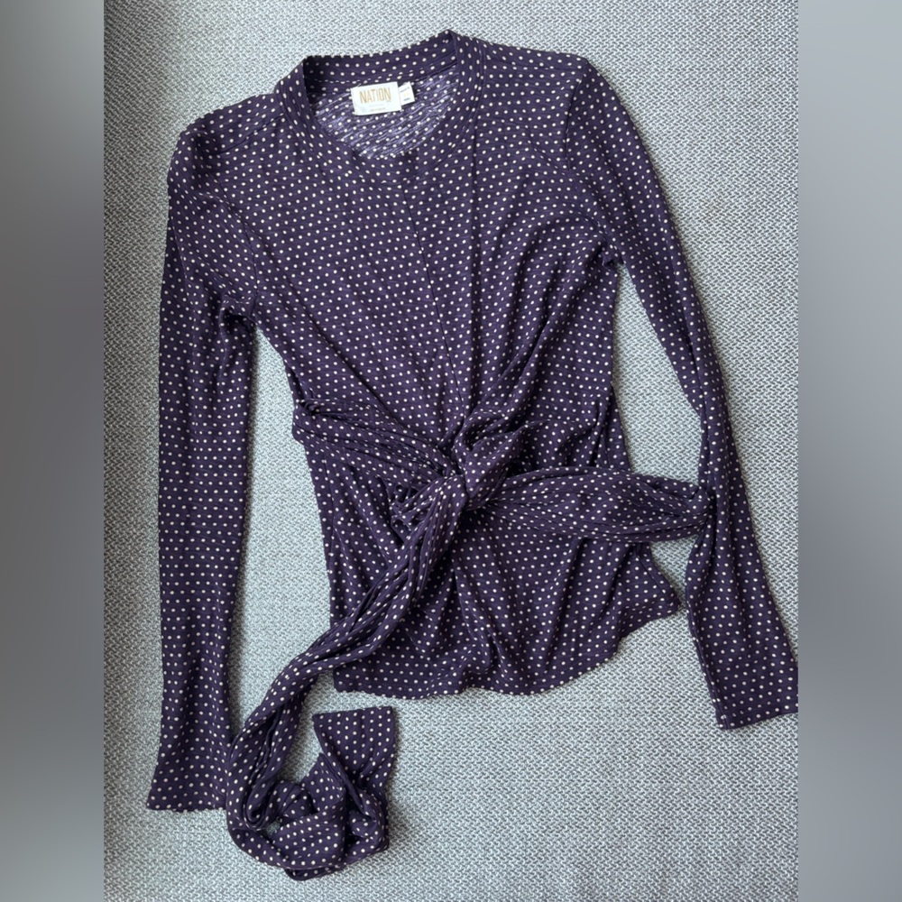 Plum Polka Dot Wrap Top
